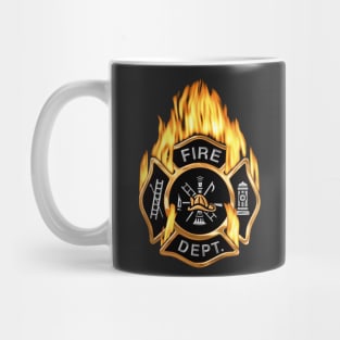 Flaming Gold Firefighter Badge Mug